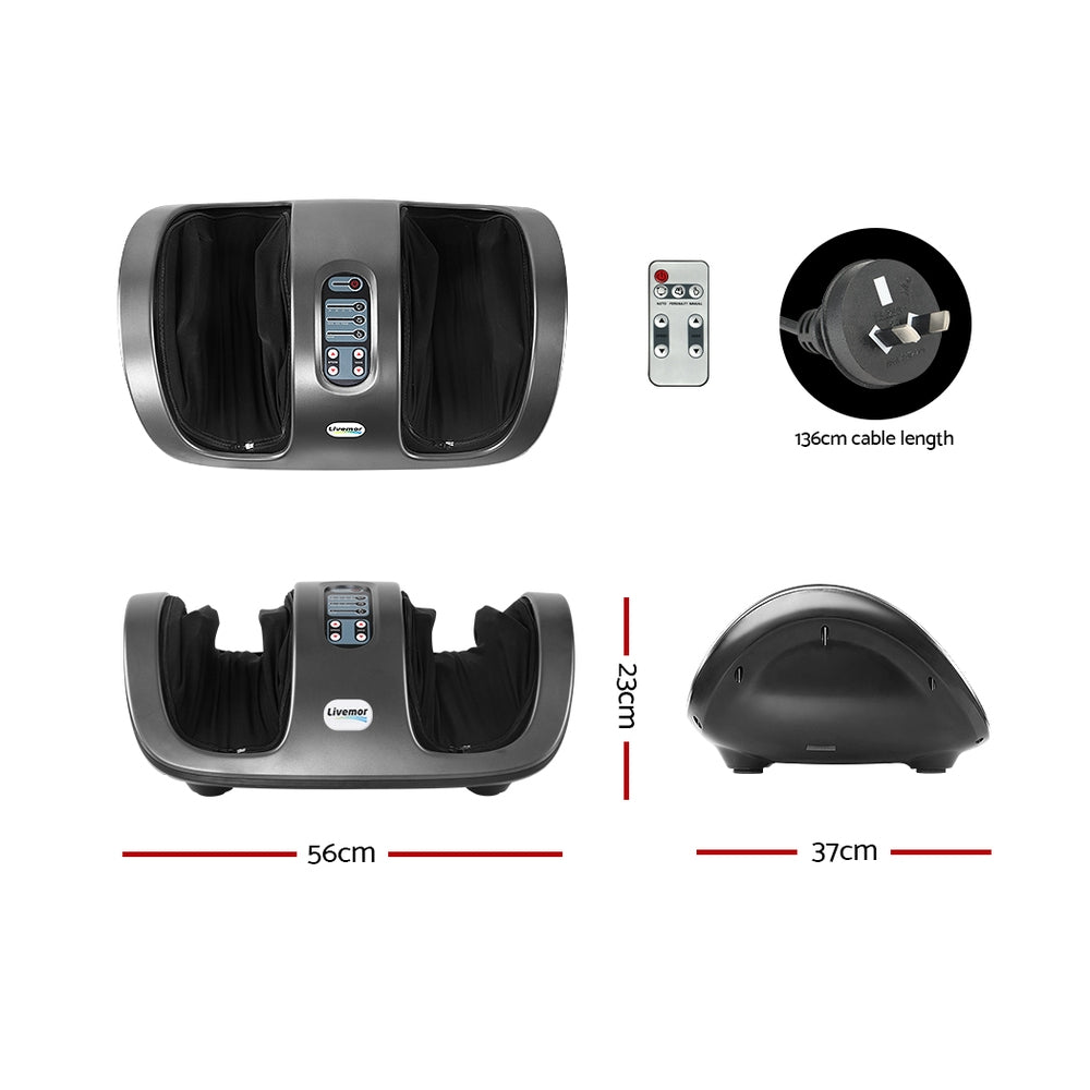 Livemor Foot Massager Shiatsu Massagers Electric Roller Kneading Leg Grey