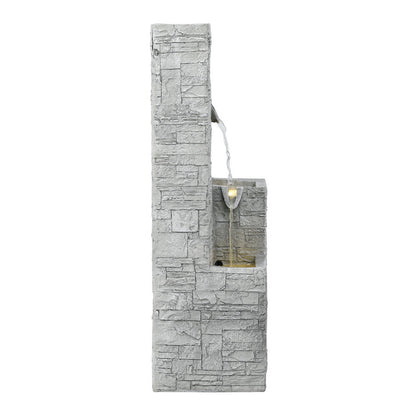 Gardeon Solar Fountain Water Feature Outdoor Indoor 4-Tier Square Cascading Beige