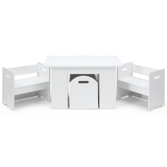 Keezi 3PCS Kids Table and Chairs Set Storage Toys Play Activity Desk