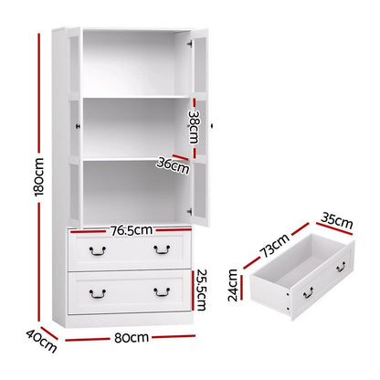Artiss Buffet Sideboard 180cm Hutch Storage Cabinet Kitchen Drawer Door White
