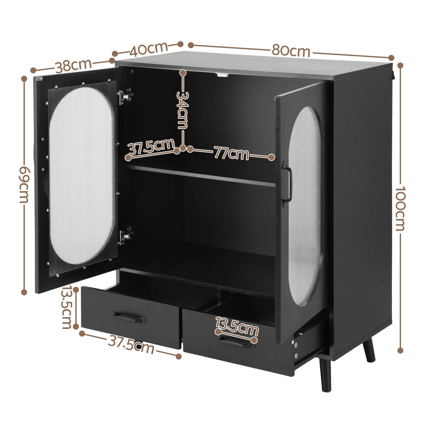 Artiss Buffet Sideboard Double Doors - Black