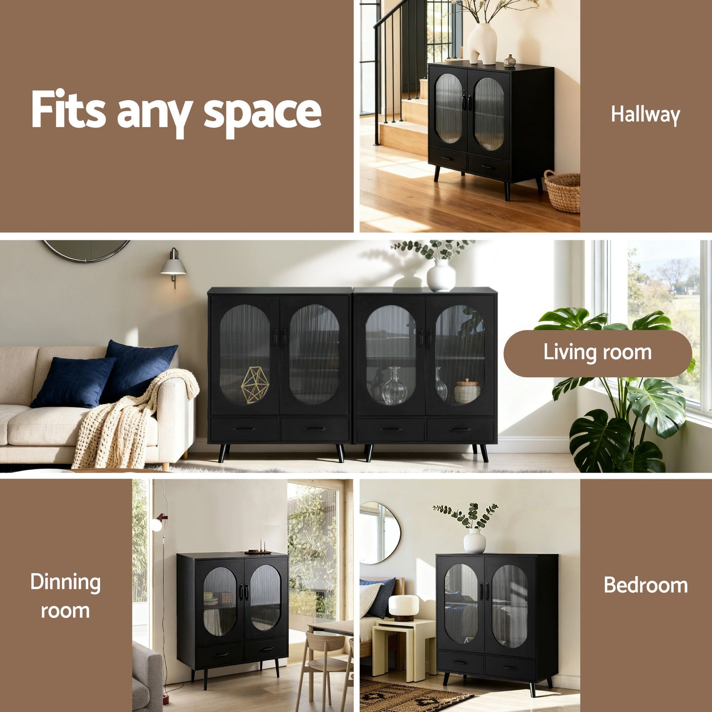 Artiss Buffet Sideboard Double Doors - Black