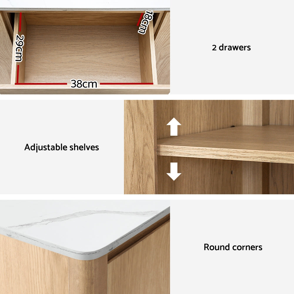 Artiss Buffet Sideboard Marble Style Tabletop - Pine