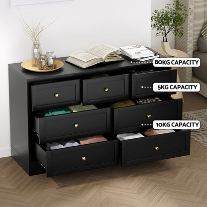 Artiss 7 Chest of Drawers Dresser Table Black