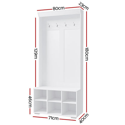 Artiss Shoe Rack Cabinet Hall Tree Coat Rack 180CM White