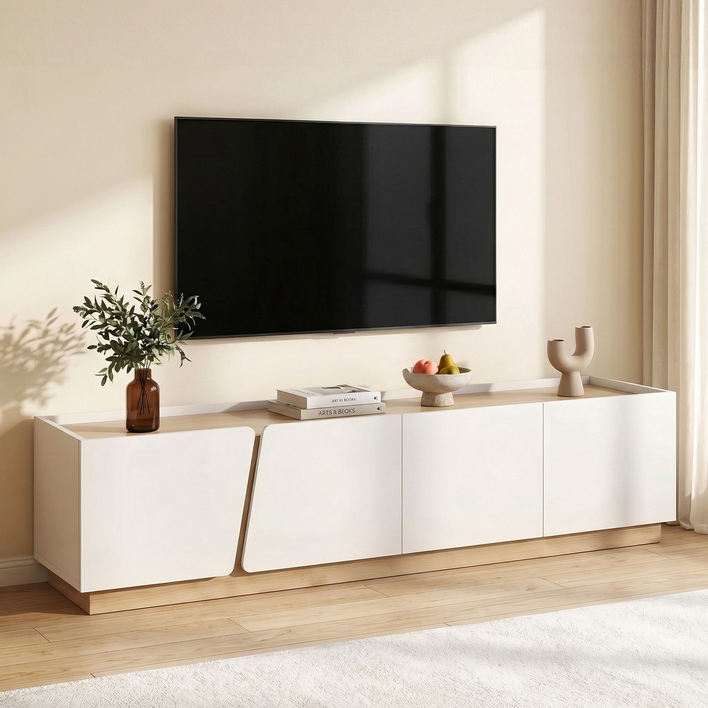 Artiss 180cm TV Unit Storage Cabinet Living Room White & Oak