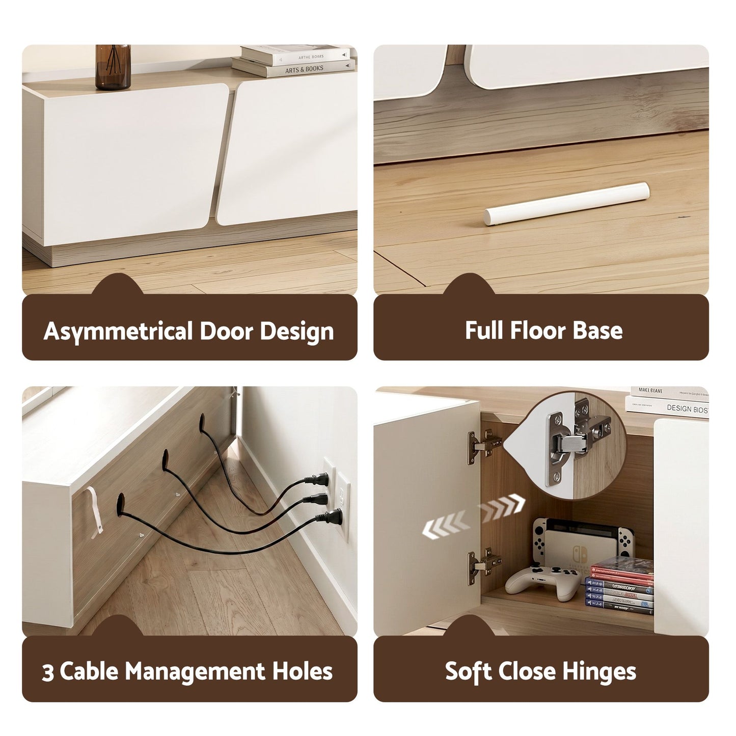 Artiss 180cm TV Unit Storage Cabinet Living Room White & Oak
