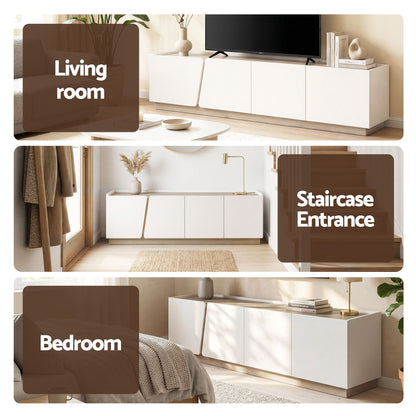 Artiss 180cm TV Unit Storage Cabinet Living Room White & Oak