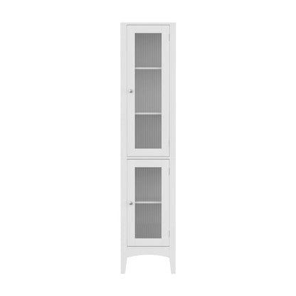 Artiss Bathroom Storage Cabinet 160cm Tall Slim Floor Cupboard Toilet Glass Door White