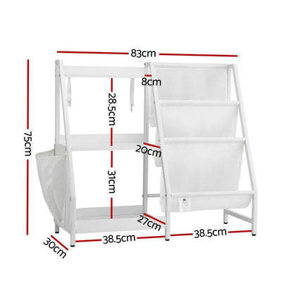 Keezi 3-Tier Kids Bookshelf Bookcase Children Toy Storage Organizer Rack Display Shelf