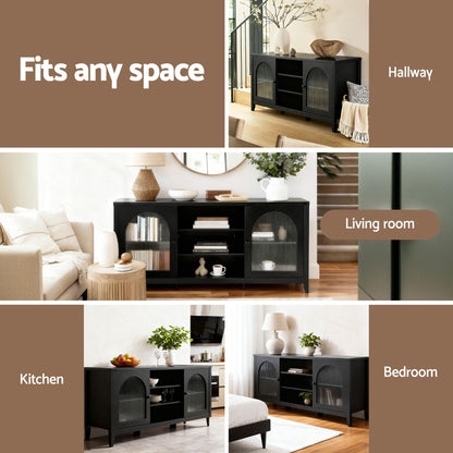Artiss Buffet Sideboard Shelves Double Doors - Black
