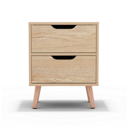 Artiss Bedside Table 2 Drawers Nightstand - BODEN Pine