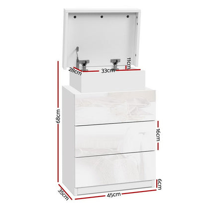 Artiss 2X Bedside Table LED 3 Drawers - COLEY White