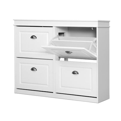 Artiss Shoe Rack Cabinet 24 Pairs 4-tier White Paul