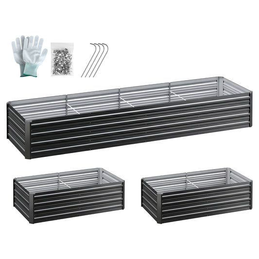Green Fingers 2-in-1 Raised Garden Bed Kit 45cm Professional Depth Ergonomic 240cm Large Metal Planter Box | Easier Access Veggie Patch | Rust-Proof Galvanised Steel with Safe Rounded Corners & Gloves