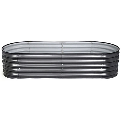 Green Fingers 3 Pcs Raised Garden Bed Kit Oval Galvanized Steel Planter Boxes 160x80x42cm, Heavy Duty Metal Elevated Garden Bed for Vegetables Flowers Herbs, with Safety Edging, Gloves & Pegs Included
