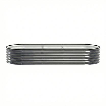 Green Fingers 3 Pcs Raised Garden Bed Kit Oval Galvanized Steel Planter Boxes 240x80x42cm, Heavy Duty Metal Elevated Garden Bed for Vegetables Flowers Herbs, with Safety Edging, Gloves & Pegs Included