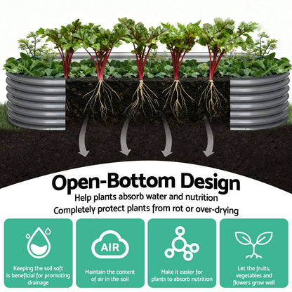 Green Fingers Garden Bed 320X80X42cm Oval Planter Box Raised Container Galvanised