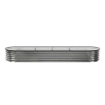 Green Fingers 3 Pcs Raised Garden Bed Kit Oval Galvanized Steel Planter Boxes 320x80x42cm, Heavy Duty Metal Elevated Garden Bed for Vegetables Flowers Herbs, with Safety Edging, Gloves & Pegs Included