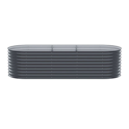 x2 Green Fingers Raised Garden Bed Kit Planter Oval Galvanised Steel 240cmX80cmX56cm