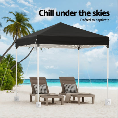 Instahut Gazebo 2x2m Outdoor Patio Garden Marquee Shade w/ Base Pods Black