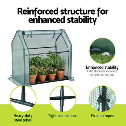Green Fingers Mini Greenhouse 91x46x84cm Steel Frame PE Cover Outdoor Shelter