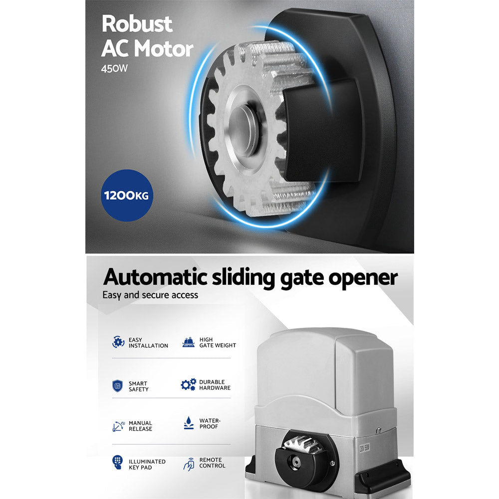 Electric Sliding Gate Opener 1200KG Keypad 4M