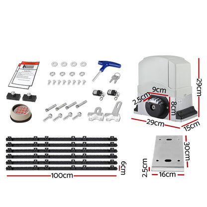 Electric Sliding Gate Opener 1200KG Auto Keypad Hardware Remote 6M