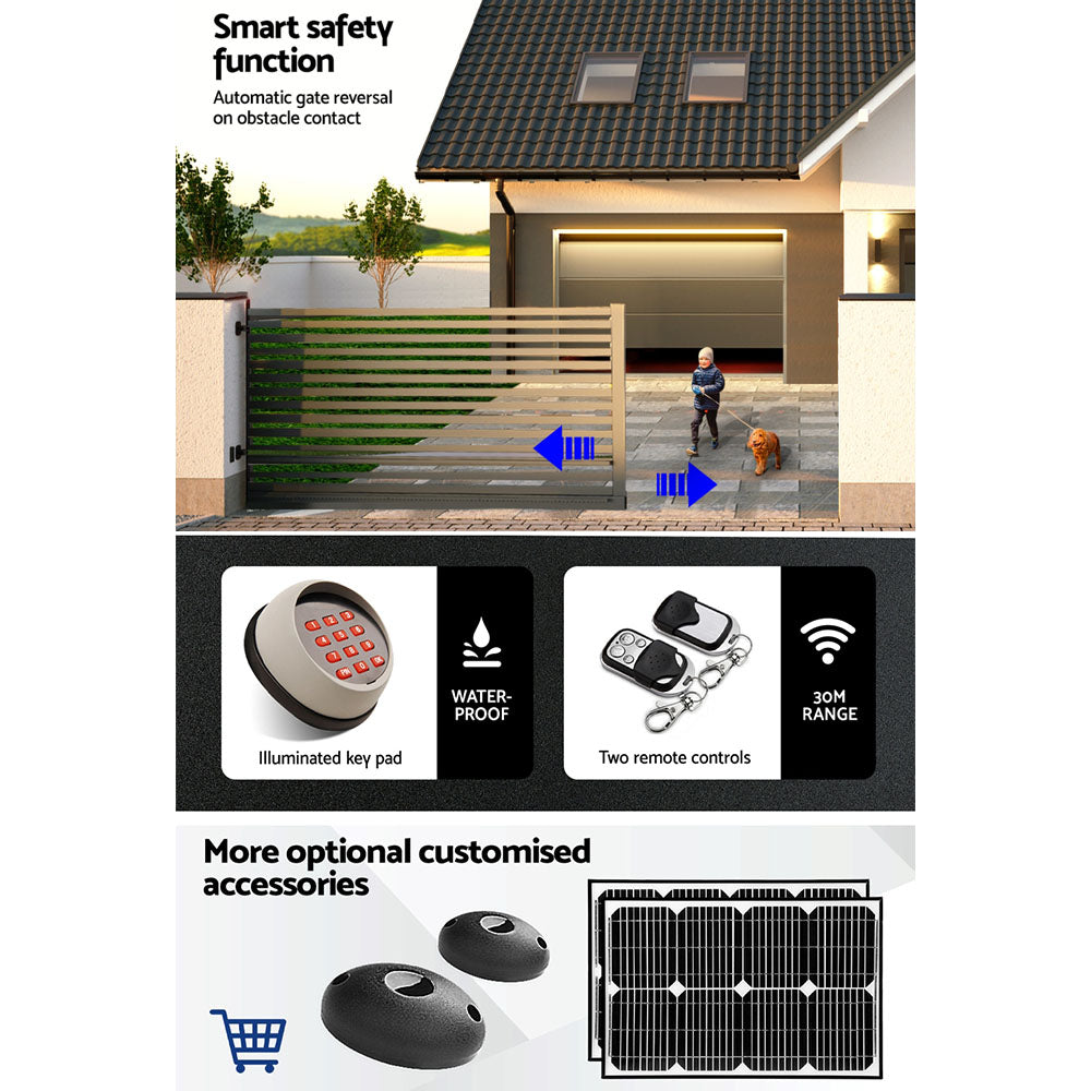 Electric Sliding Gate Opener 1200KG Auto Keypad Hardware Remote 6M