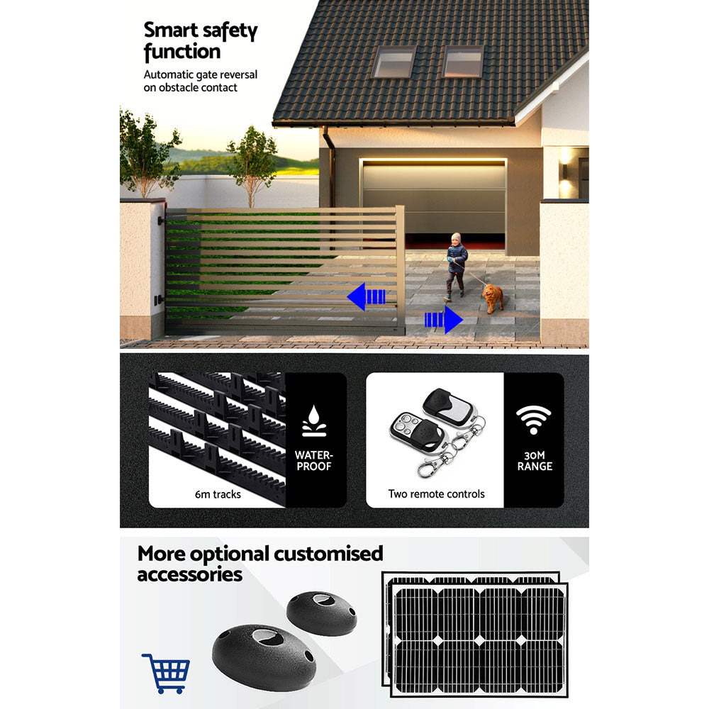 Automatic Sliding Gate Opener Kit 6M 1200KG