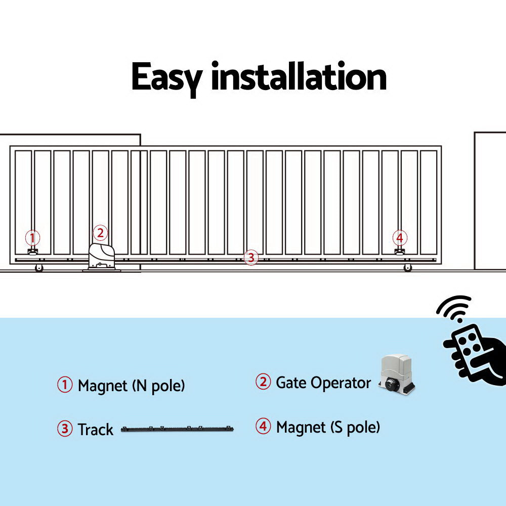 Automatic Sliding Gate Opener Kit 6M 1200KG