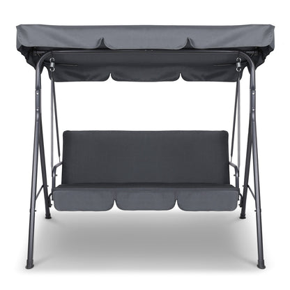 Gardeon Outdoor Swing Chair Garden Chair Bench Furniture Canopy 3 Seater Grey