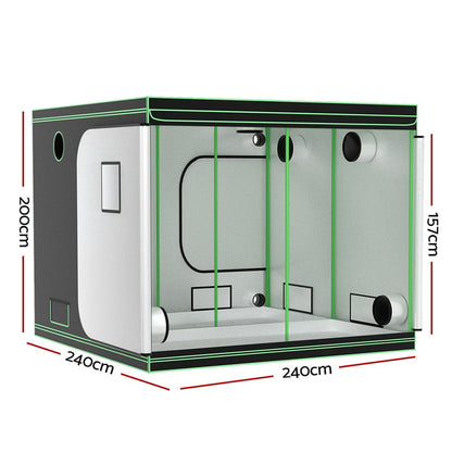 Green Fingers Grow Tent Kits 240x240x200cm Hydroponics Indoor Grow System Black