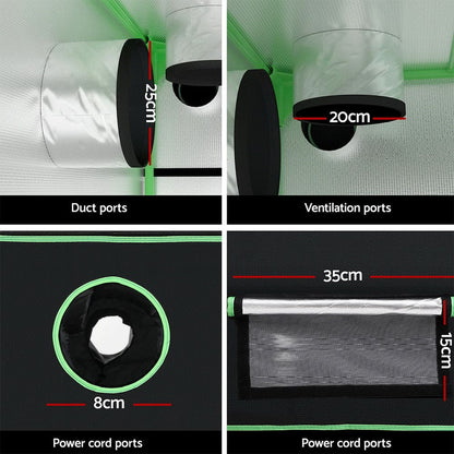 Green Fingers Grow Tent Kits 240x240x200cm Hydroponics Indoor Grow System Black
