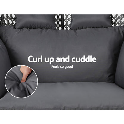 Gardeon Outdoor Swing Chair Hanging Rattan Patio Furniture Pod Stand Cushion 2 Seater