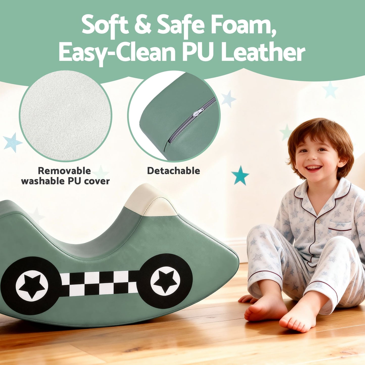 Keezi Kids Climbing Blocks Foam Toddler Playset Soft Indoor Climbing Toy Rocker Green