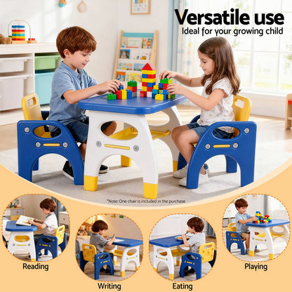 Keezi Kids Table and Chair Set HDPE Toddler Activity Play Set Blue/Yellow