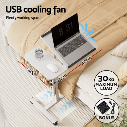Artiss Laptop Desk Table Fan Cooling White 60CM
