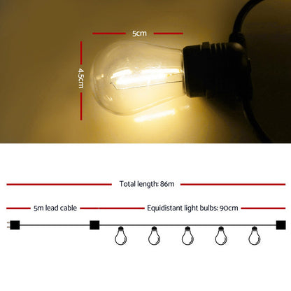 86m LED Festoon String Lights Christmas Decorations Wedding Party Outdoor Garden