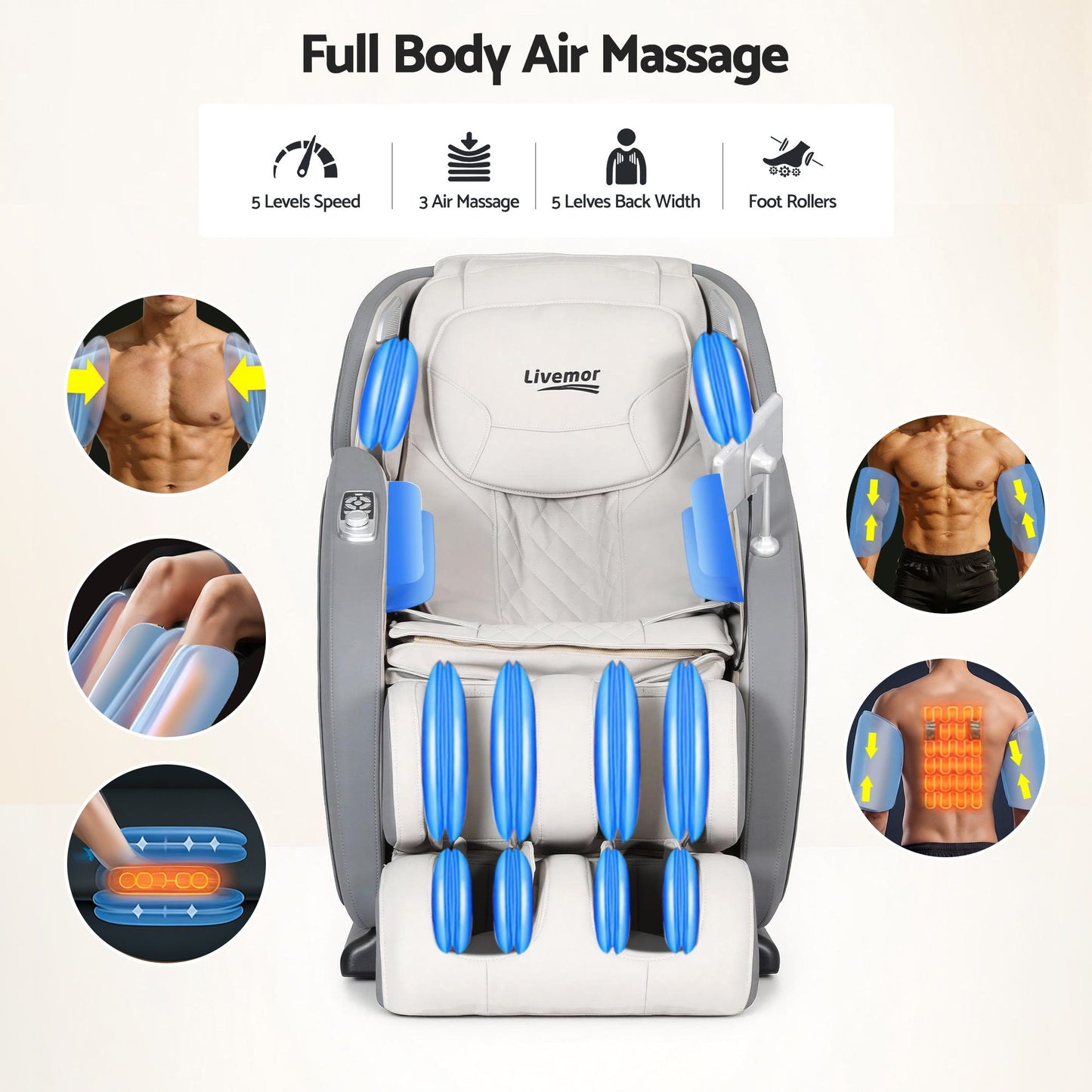 Livemor 4D Massage Chair Electric Recliner Home Massager Gary