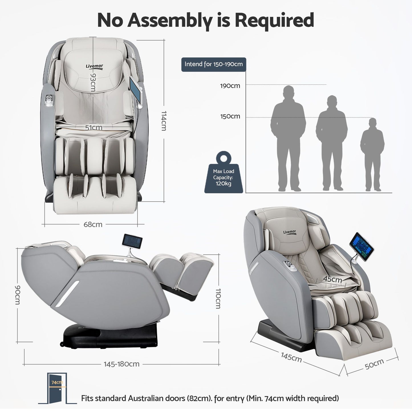 Livemor 4D Massage Chair Electric Recliner Home Massager Gary