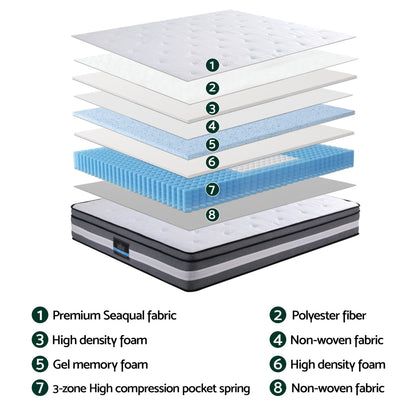 Giselle Bedding 30cm Mattress Gel Foam Pocket Spring Single
