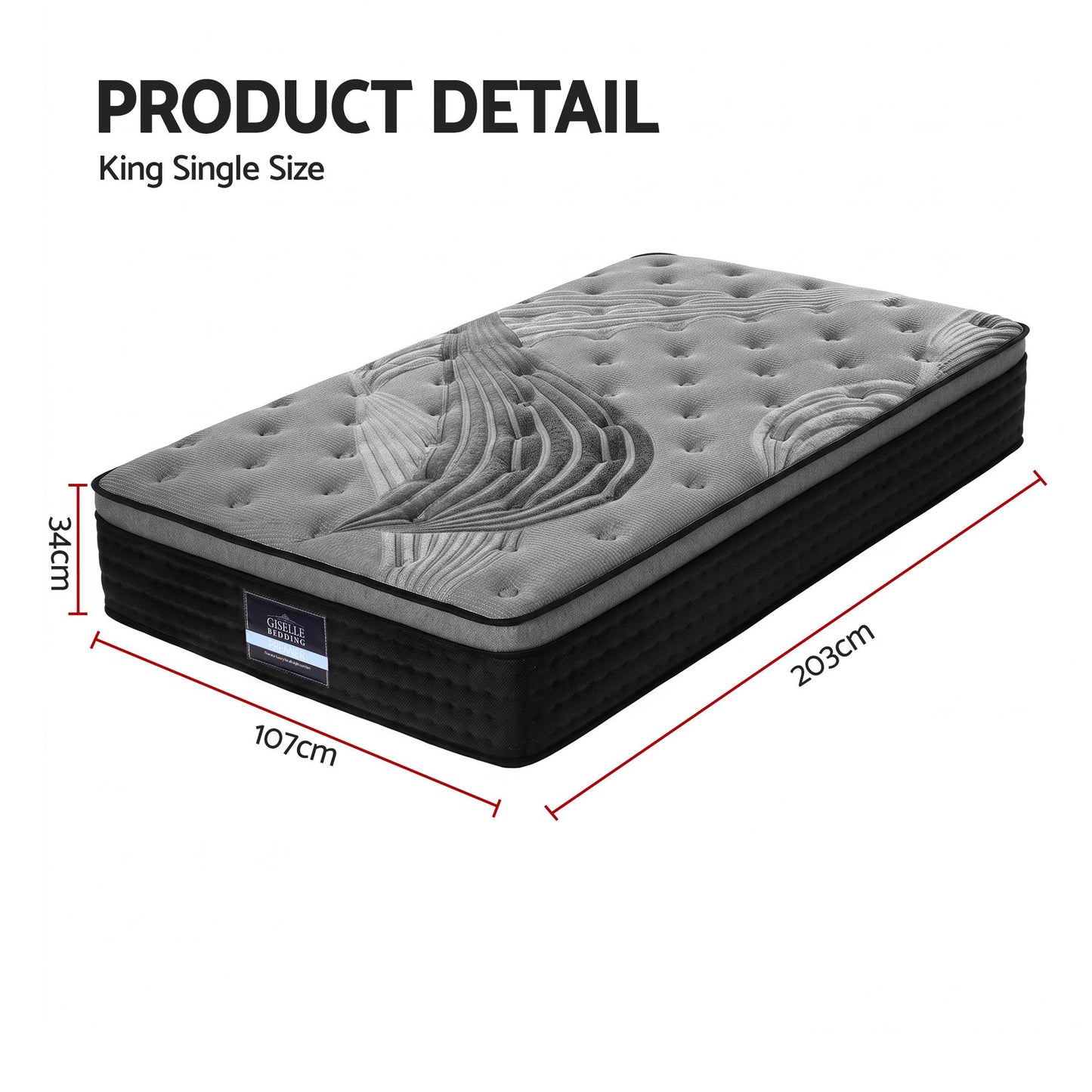 Giselle Bedding 34cm Mattress Bamboo Cover King Single
