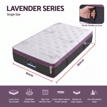 Giselle Single Euro Top Mattress Firm Pocket Spring Edge Support