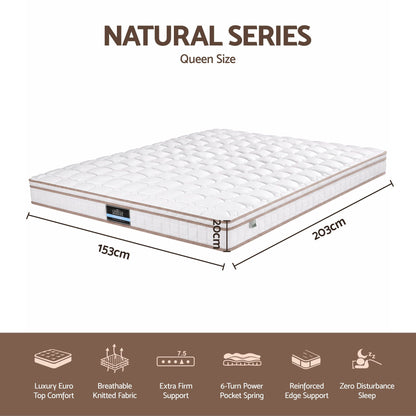 Giselle 20cm Firm Queen Mattress Pocket Spring for Bedroom or Guest Room