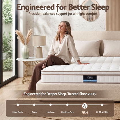 Giselle 20cm Firm Queen Mattress Pocket Spring for Bedroom or Guest Room