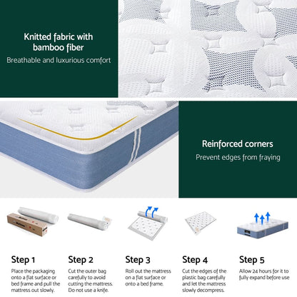 25cm Giselle Mattress King Single Bed Pocket Spring Mattresses