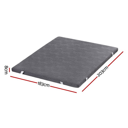Giselle 8cm Memory Foam Mattress Topper Gel Dual Layer Foam Bamboo King