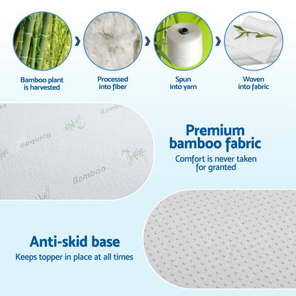 Giselle 12cm Memory Foam Mattress Topper Ventilated Cool Gel Bamboo Cover King