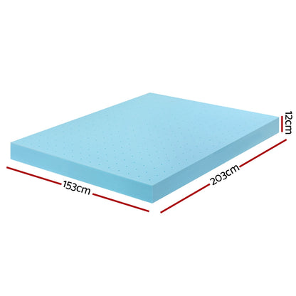 Giselle 12cm Memory Foam Mattress Topper Ventilated Cool Gel Bamboo Cover Queen